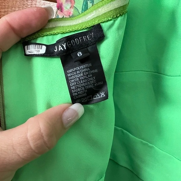 Jay Godfrey Lydia Green Floral Print Strapless Romper Shorts Size 6 Pleated - Picture 11 of 13